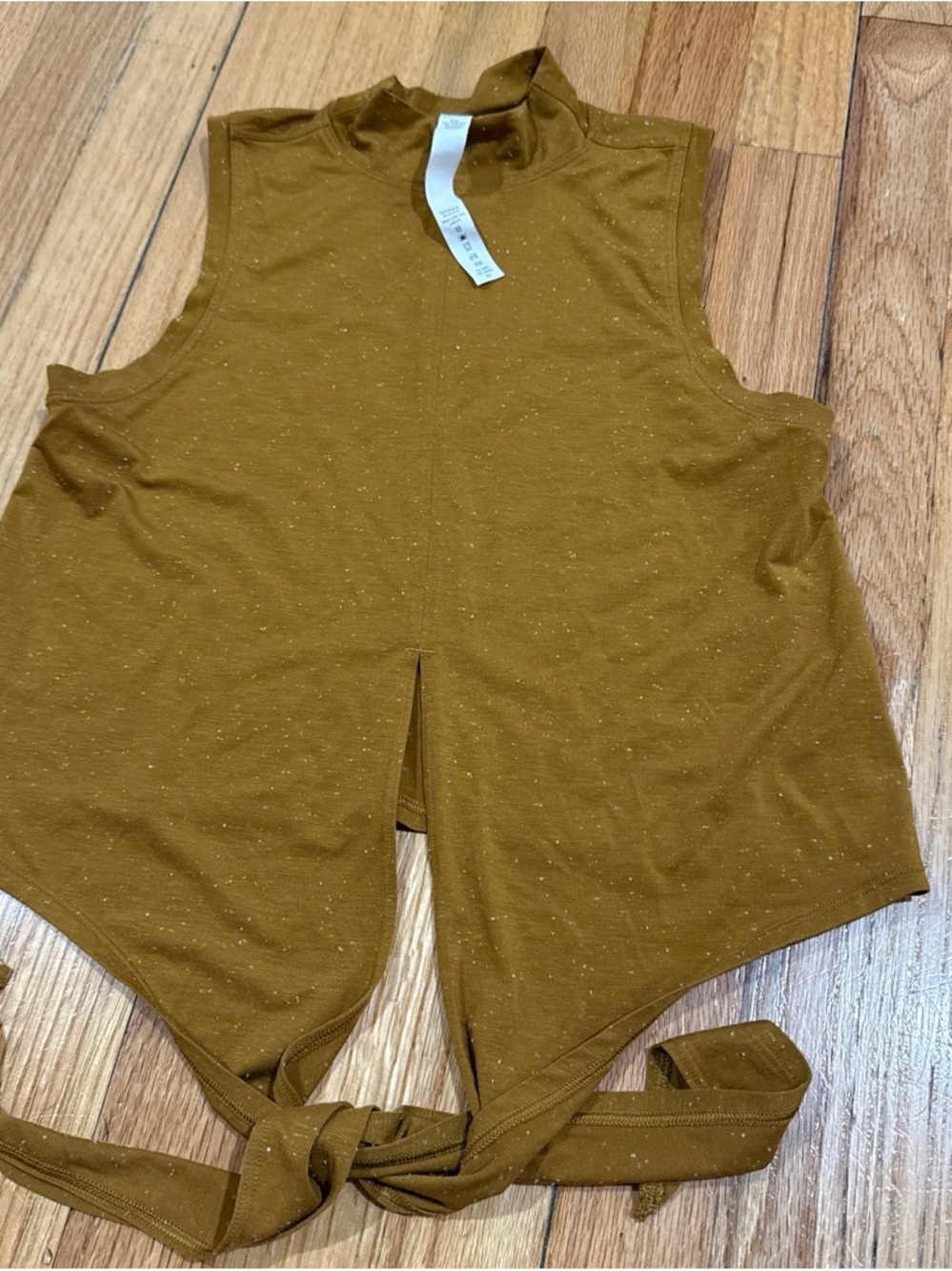 lululemon athletica Mustard Sleeveless Mock-Neck Tie Front Top